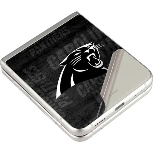 NFL Carolina Panthers Black & White Galaxy Z Flip3 5G Skin