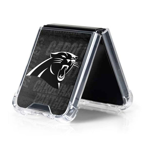 NFL Carolina Panthers Black & White Galaxy Z Flip5 5G Clear Case