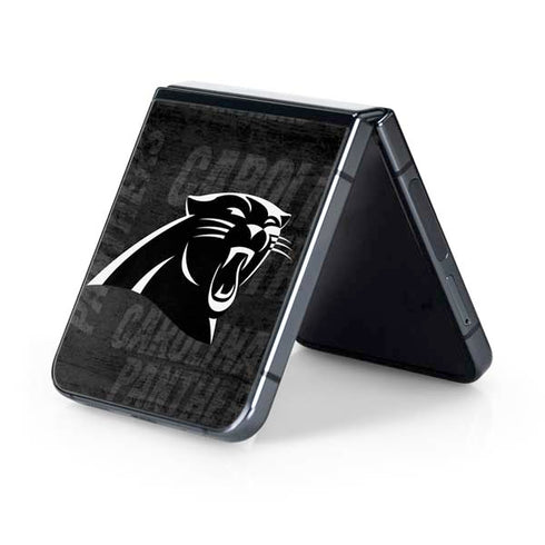 NFL Carolina Panthers Black & White Galaxy Z Flip5 5G Skin