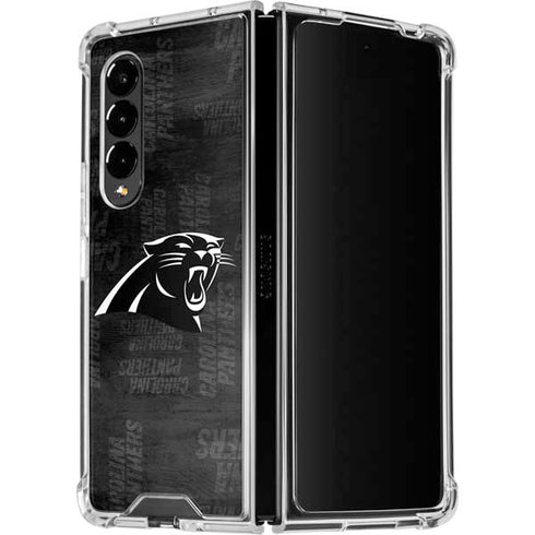 NFL Carolina Panthers Black & White Galaxy Z Fold4 5G Clear Case