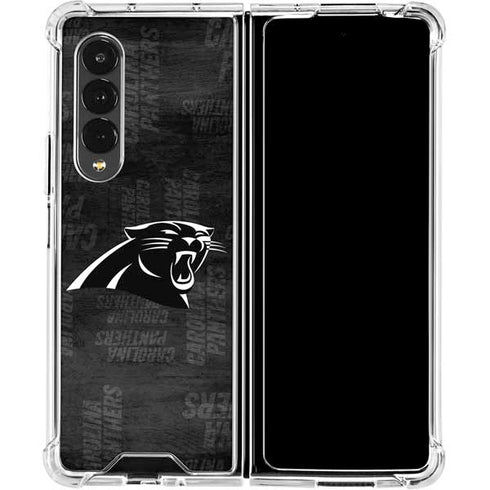 NFL Carolina Panthers Black & White Galaxy Z Fold4 5G Clear Case