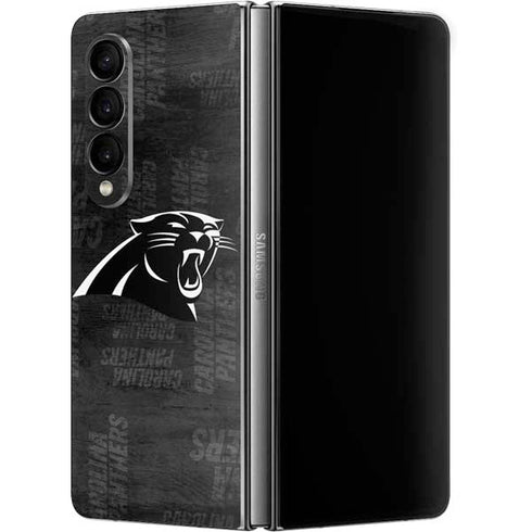 NFL Carolina Panthers Black & White Galaxy Z Fold4 5G Skin