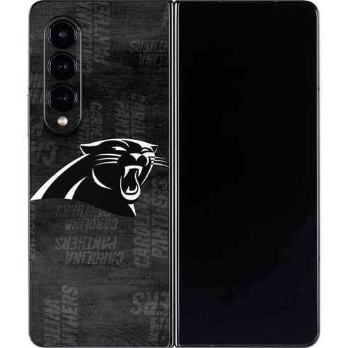NFL Carolina Panthers Black & White Galaxy Z Fold4 5G Skin