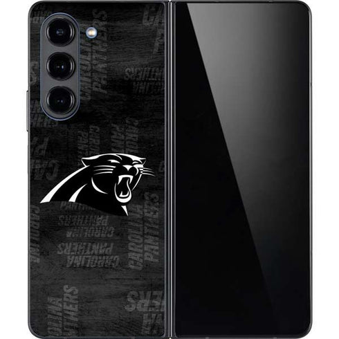 NFL Carolina Panthers Black & White Galaxy Z Fold5 5G Skin