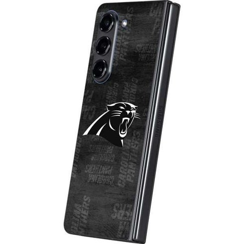 NFL Carolina Panthers Black & White Galaxy Z Fold5 5G Skin