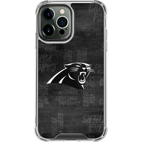 NFL Carolina Panthers Black & White iPhone 14 Pro Max Clear Case