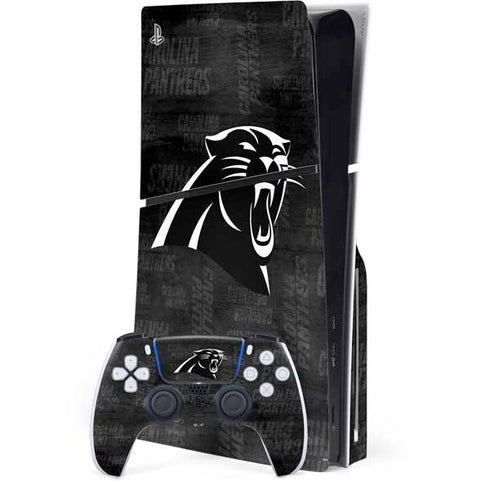 NFL Carolina Panthers Black & White PS5 Slim Disk Bundle Skin