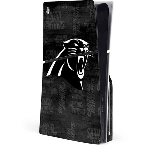 NFL Carolina Panthers Black & White PS5 Slim Disk Console Skin