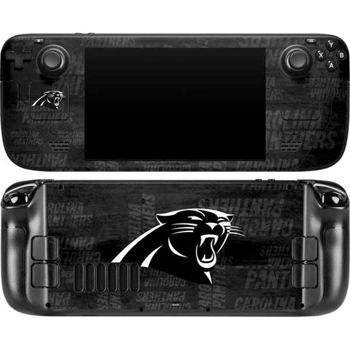 NFL Carolina Panthers Black & White Steam Deck Handheld Gaming Computer Skin