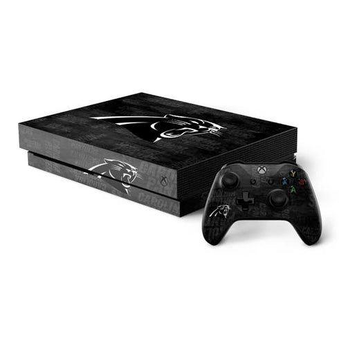NFL Carolina Panthers Black & White Xbox One X Bundle Skin
