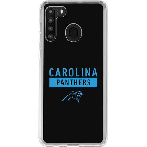 NFL Carolina Panthers Black Performance Series Galaxy A21 Clear Case