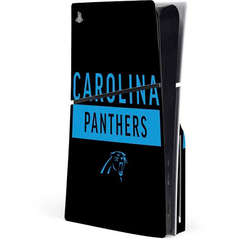 NFL Carolina Panthers Black Performance Series PS5 Slim Disk Console Skin