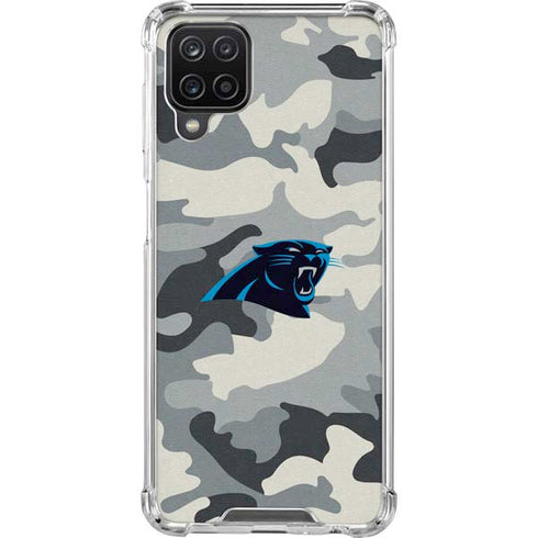 NFL Carolina Panthers Camo Galaxy A12 Clear Case