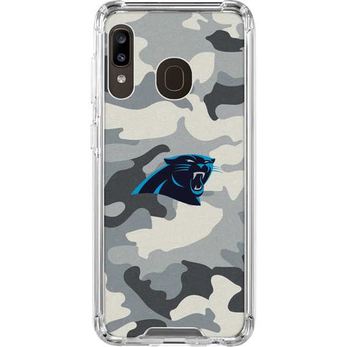 NFL Carolina Panthers Camo Galaxy A30 Clear Case