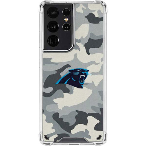 NFL Carolina Panthers Camo Galaxy S21 Ultra 5G Clear Case