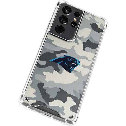 NFL Carolina Panthers Camo Galaxy S21 Ultra 5G Clear Case