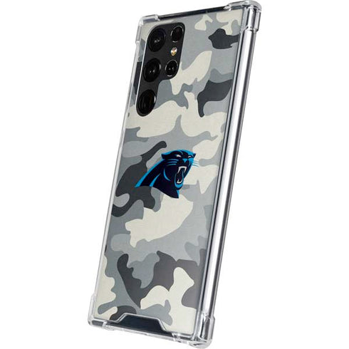 NFL Carolina Panthers Camo Galaxy S22 Ultra Clear Case