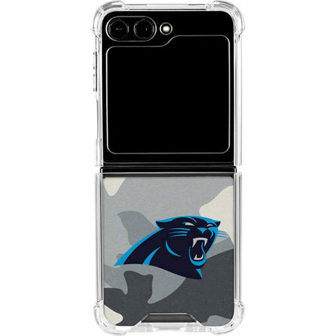 NFL Carolina Panthers Camo Galaxy Z Flip5 5G Clear Case