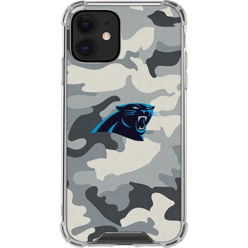 NFL Carolina Panthers Camo iPhone 12 Clear Case