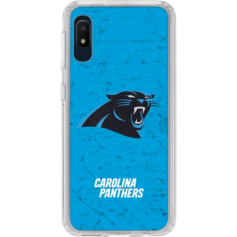 NFL Carolina Panthers Distressed Alternate Galaxy A10e Clear Case