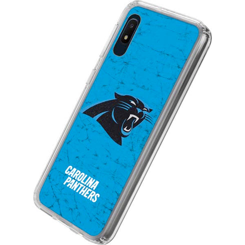 NFL Carolina Panthers Distressed Alternate Galaxy A10e Clear Case