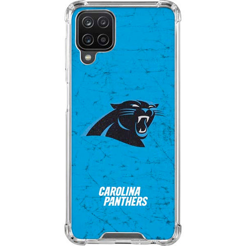 NFL Carolina Panthers Distressed Alternate Galaxy A12 Clear Case