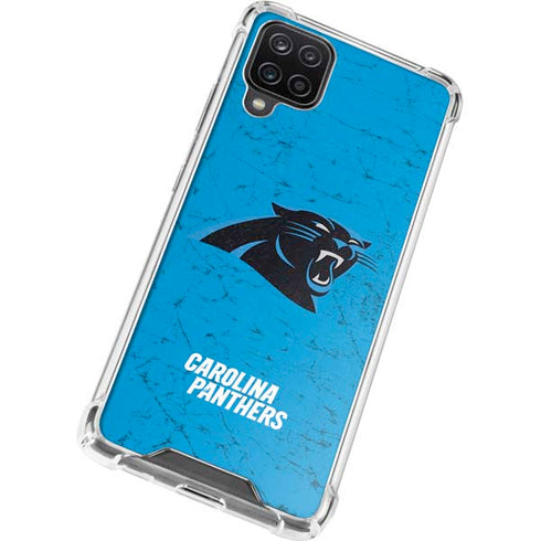 NFL Carolina Panthers Distressed Alternate Galaxy A12 Clear Case