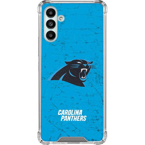 NFL Carolina Panthers Distressed Alternate Galaxy A13 5G Clear Case