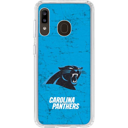 NFL Carolina Panthers Distressed Alternate Galaxy A20 Clear Case