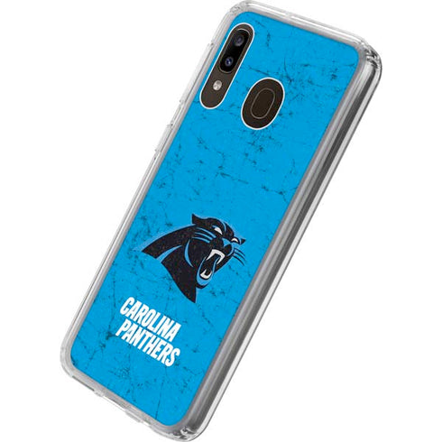 NFL Carolina Panthers Distressed Alternate Galaxy A20 Clear Case