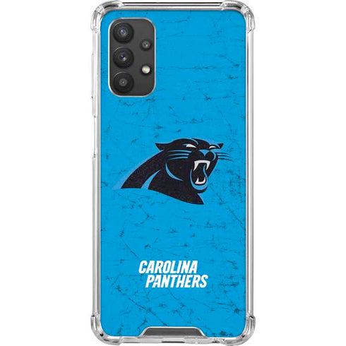 NFL Carolina Panthers Distressed Alternate Galaxy A32 5G Clear Case