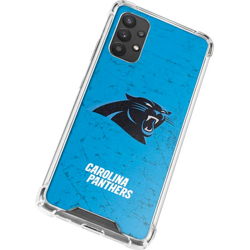 NFL Carolina Panthers Distressed Alternate Galaxy A32 5G Clear Case