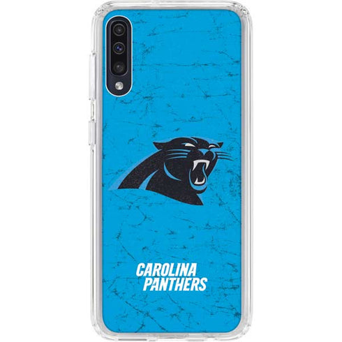 NFL Carolina Panthers Distressed Alternate Galaxy A50 Clear Case