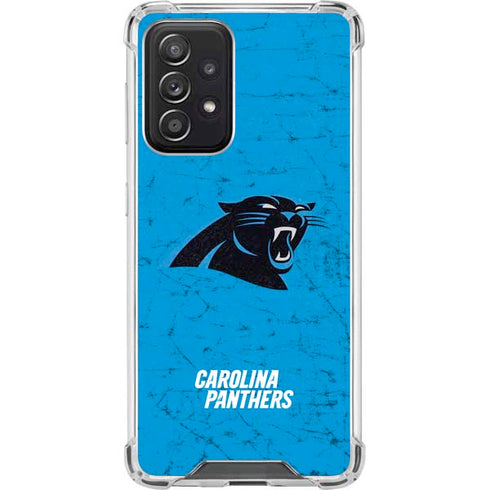 NFL Carolina Panthers Distressed Alternate Galaxy A52 5G Clear Case
