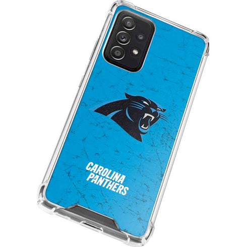 NFL Carolina Panthers Distressed Alternate Galaxy A52 5G Clear Case