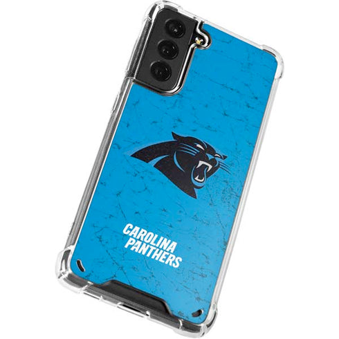 NFL Carolina Panthers Distressed Alternate Galaxy S21 5G Clear Case