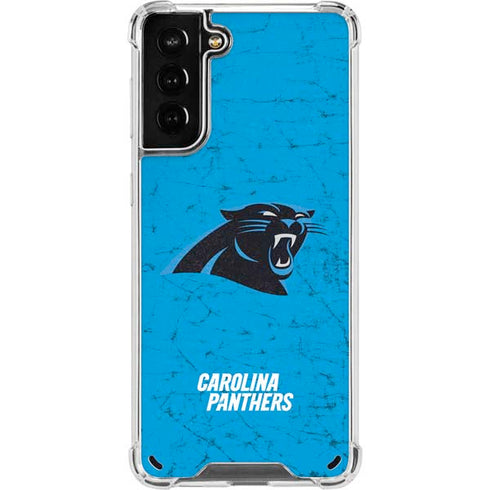 NFL Carolina Panthers Distressed Alternate Galaxy S21 Plus 5G Clear Case
