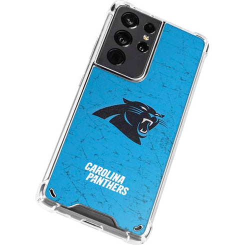 NFL Carolina Panthers Distressed Alternate Galaxy S21 Ultra 5G Clear Case