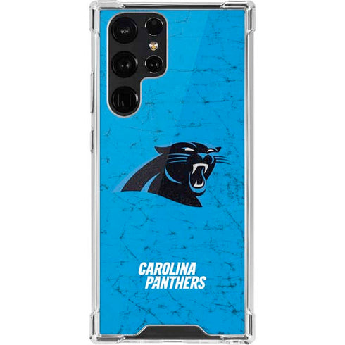 NFL Carolina Panthers Distressed Alternate Galaxy S22 Ultra Clear Case