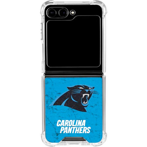 NFL Carolina Panthers Distressed Alternate Galaxy Z Flip5 5G Clear Case
