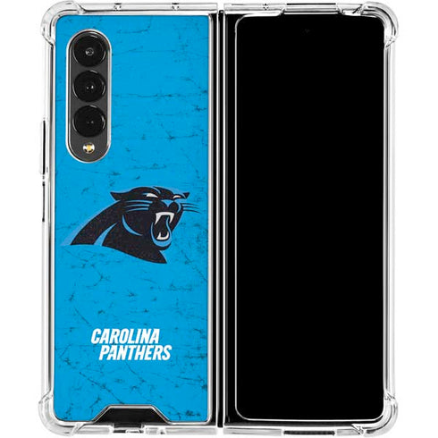 NFL Carolina Panthers Distressed Alternate Galaxy Z Fold4 5G Clear Case