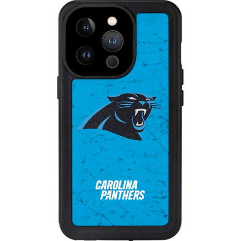 NFL Carolina Panthers Distressed Alternate iPhone 14 Pro Waterproof Case