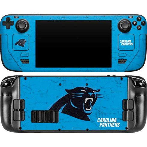 NFL Carolina Panthers Distressed Alternate Steam Deck Handheld Gaming Computer Skin