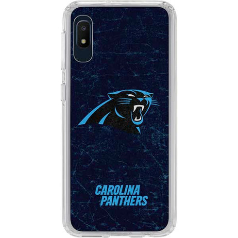 NFL Carolina Panthers Distressed Galaxy A10e Clear Case