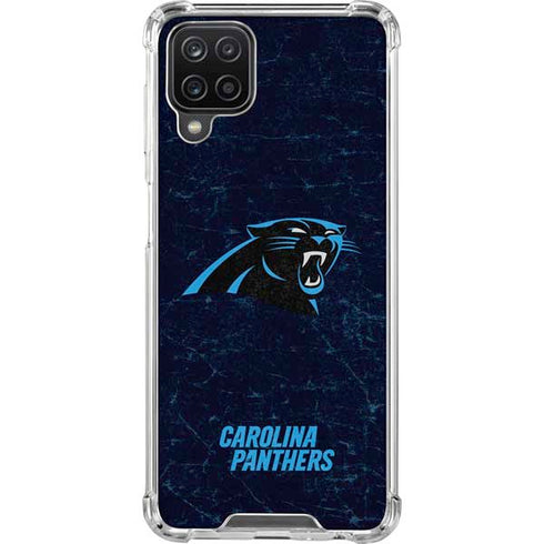 NFL Carolina Panthers Distressed Galaxy A12 Clear Case