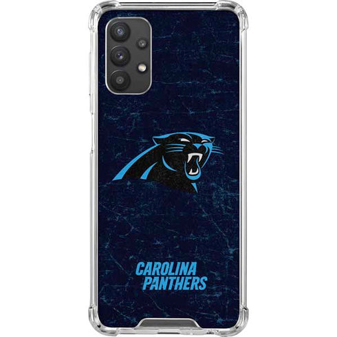 NFL Carolina Panthers Distressed Galaxy A32 5G Clear Case