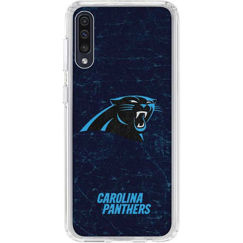 NFL Carolina Panthers Distressed Galaxy A50 Clear Case