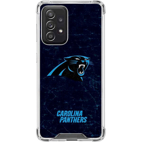 NFL Carolina Panthers Distressed Galaxy A52 5G Clear Case