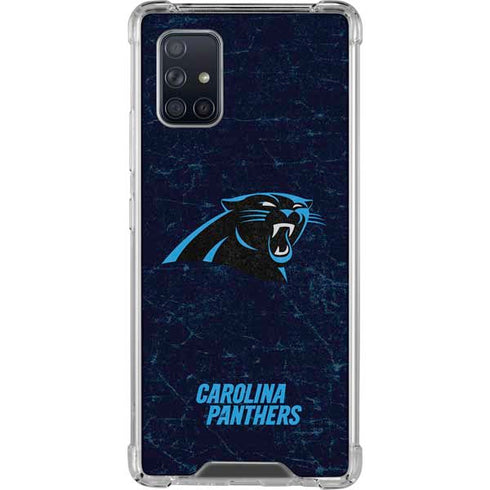 NFL Carolina Panthers Distressed Galaxy A71 5G Clear Case
