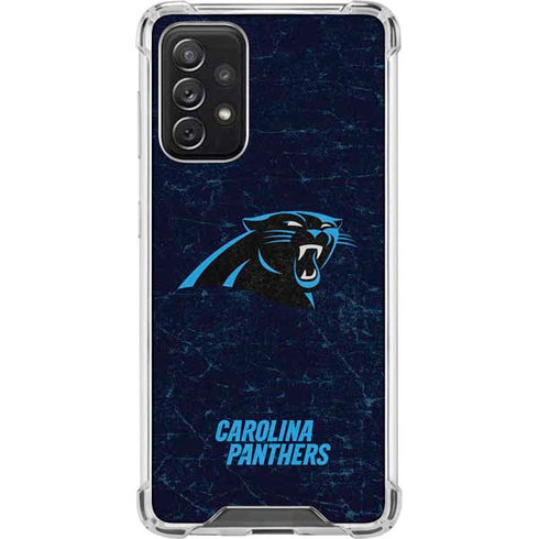 NFL Carolina Panthers Distressed Galaxy A72 5G Clear Case
